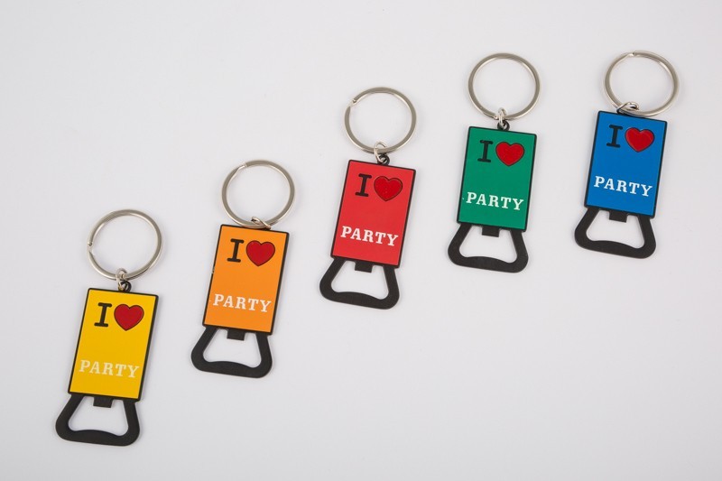 Portachiavi metallo cavatappi "I LOVE PARTY". Ass 5. CM 11x3