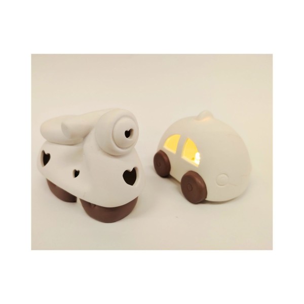Veicoli porcellana bicolor con luce LED. CM 12x10 H 5.5-9
