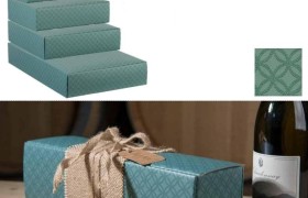 Scatola cartoncino per 1 bottiglia verde eucalipto. CM 34x9 H 9