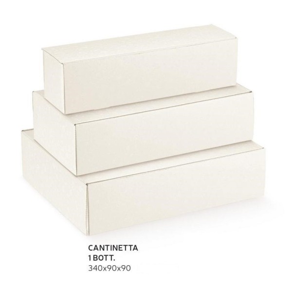 Scatola cartoncino per 1 bottiglia sfere bianco. CM 34x9 H 9