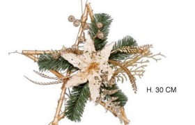 Stella oro con decorazioni natalizie. H 30