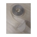 Nastro rasatello bordato lurex argento. MM 40 MT 25