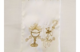 Sacchetto ricamato comunione e cresima. CM 8x12.5 MADE IN ITALY
