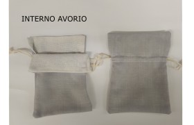 Sacchetto tessuto coprente GRIGIO con interno grezzo. CM 10.5x14