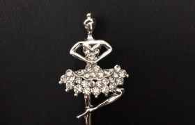 Ciondolo ballerina metallo strass. CM 4