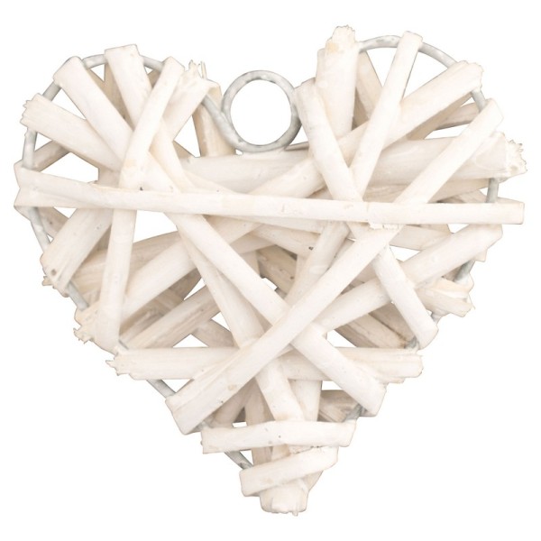 Cuore intrecciato bianco da appendere. CM 8