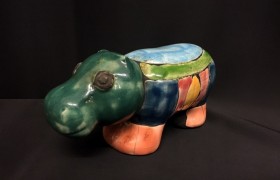 Ippopotamo in ceramica RAKU. CM 9