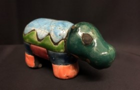 Ippopotamo in ceramica RAKU. CM 15