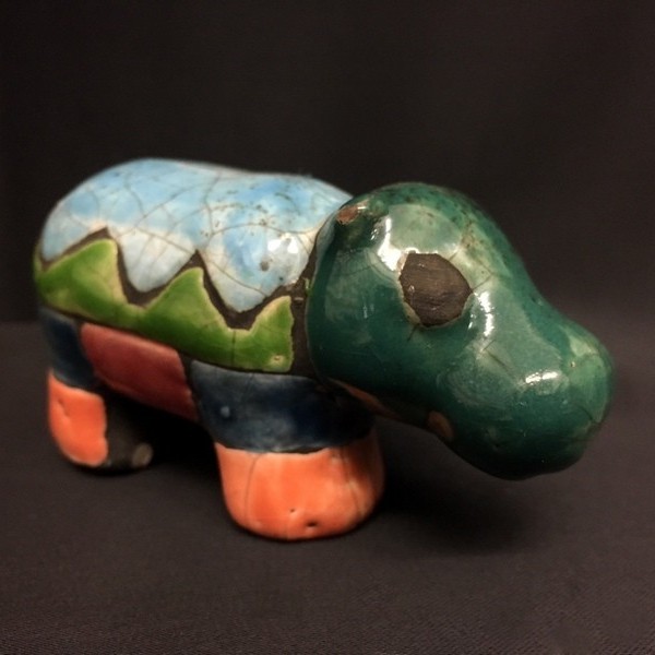 Ippopotamo in ceramica RAKU. CM 15