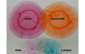 Pacco 50 sacchetti tondi con tirante organza e tulle. Diam 23