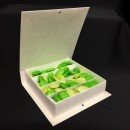 Scatola forma libro in cartoncino con divisorio per degustazione. Parte contenitiva CM 15x15 H 4