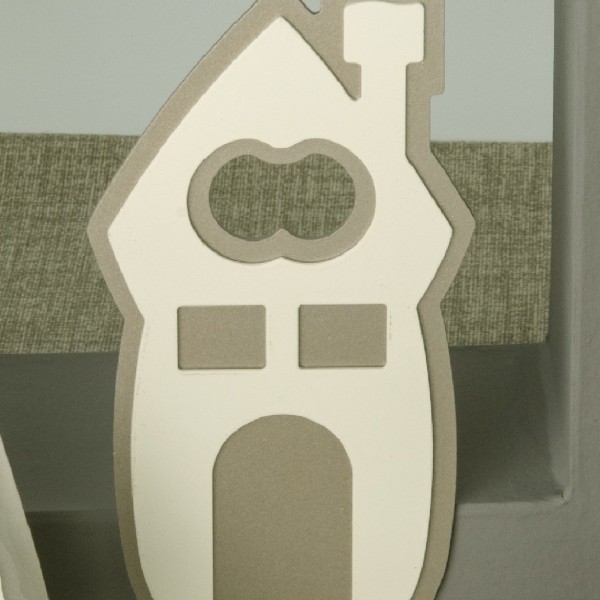 Apribottiglia metallo forma casa con scatola. CM 13