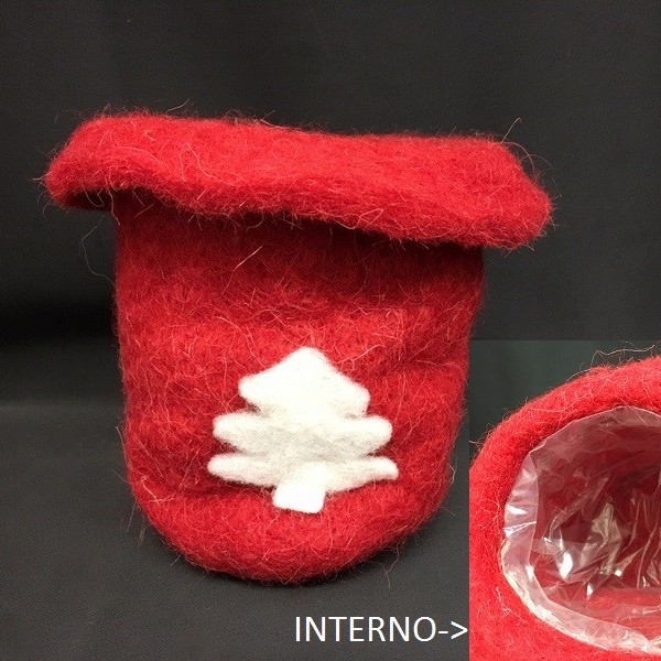 Coprivaso in pannolenci con interno plastificato. Diam. 8 H 9.5