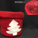 Coprivaso in pannolenci con interno plastificato. Diam. 11 H 13