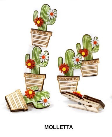 Molletta in legno forma cactus. CM 5