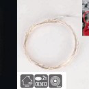 Filo 10 luci LED, luce calda, cavo 30 cm, 90 cm totale. Batterie incluse.