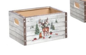 Cesto ceramica con decoro renna. L 21
