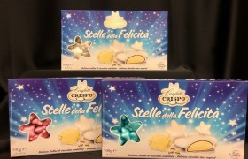 Confetti cioccolato bianco a forma di stella, colori perlati. GR 500 (120 PZ.)