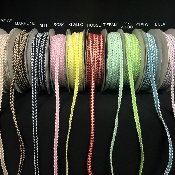 Nastro corda treccia bicolor. MT 15 MM 5
