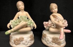 Carillon tondo porcellana con ballerina. Ass 2 H 14