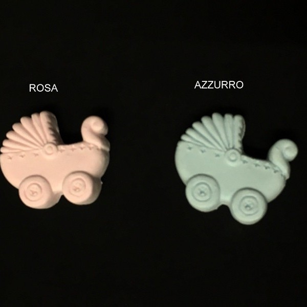 Carrozzina in gesso, rosa o azzurro. CM 3.5x3