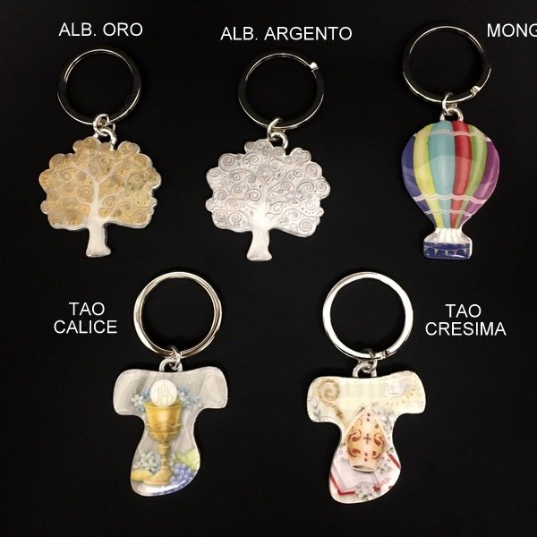 Portachiavi albero ottone bagno argento con lacca colorata. CM 8 MADE IN ITALY