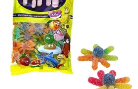 Caramelle gommose multicolor forma polipo ricoperte zucchero. KG 1 SENZA GLUTINE