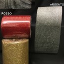 Rete trama stretta glitterata oro, rosso o argento. MT 20. H CM 10
