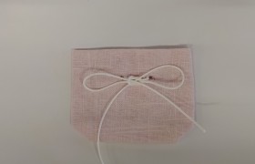 Sacchetto tela cotone grezzo colore rosa con di nastro corda. CM 11x3 H 8