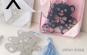 Segnalibro metallo forma orsetto con nappa e scatola