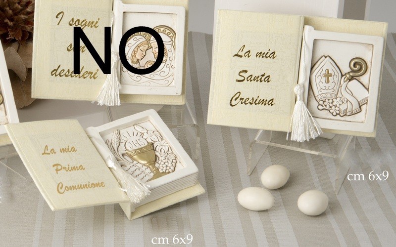Icona forma libro in resina SOLO per comunione, CM 6x9