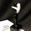 Coppia vetro bianco e nero con base. H 11 con scatola