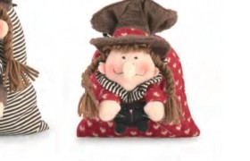 Saccotto tessuto porta dolciumi con befana 20x15