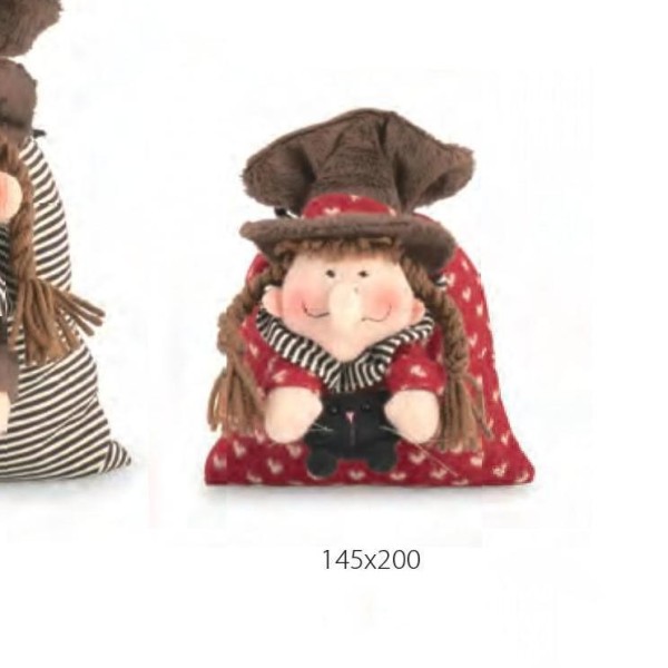 Saccotto tessuto porta dolciumi con befana 20x15