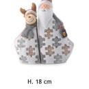 Set Babbo Natale e renna con decoro puzzle. H 18