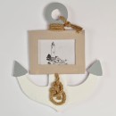 Portafoto in legno forma ancora con decori marini. CM 29x3 H 35
