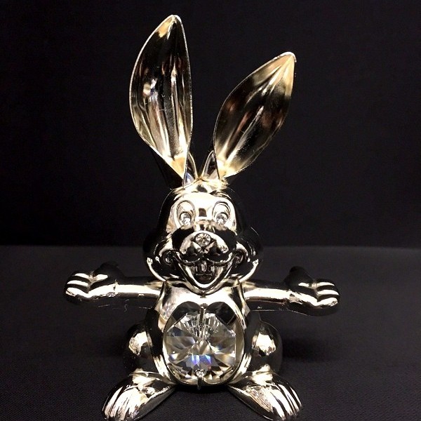 Coniglio in silver con cristalli swarovsky. H 7