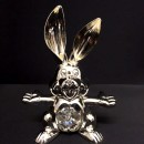 Coniglio in silver con cristalli swarovsky. H 7