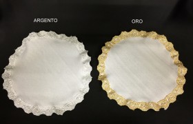Tondo cotone con bordo lame oro o argento. Diam. 20 MADE IN ITALY