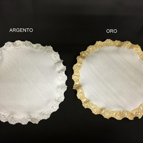 Tondo cotone con bordo lame oro o argento. Diam. 20 MADE IN ITALY