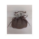 Sacchetto lino con bordo pizzo. CM 10x10