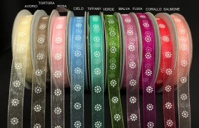 Nastro organza con stampa fiorellini. MT 25 MM 10