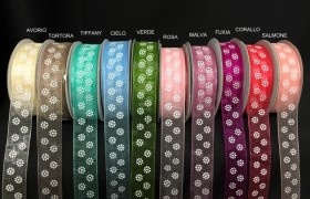 Nastro organza con stampa fiorellini. MT 25 MM 20