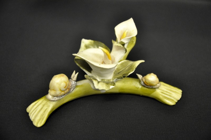 Tralcio ceramica calla e lumache CM 10