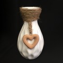 Vaso ceramica con applicazione corda e cuore. H 11