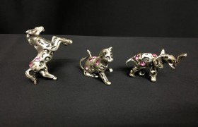 Animali mignon in argento con strass rosa. CM 2-3