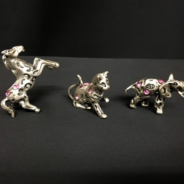 Animali mignon in argento con strass rosa. CM 2-3