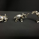 Animali mignon in argento con strass azzurri. CM 2-3