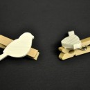 Mollettina legno con uccellino legno bianco. (Molletta CM 3.5 - Uccellino CM 4)