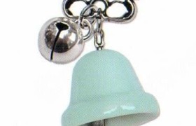 Campanella porcellana azzurro con orsetto in ottone bagno argento e campanellino. CM 7. MADE IN ITALY